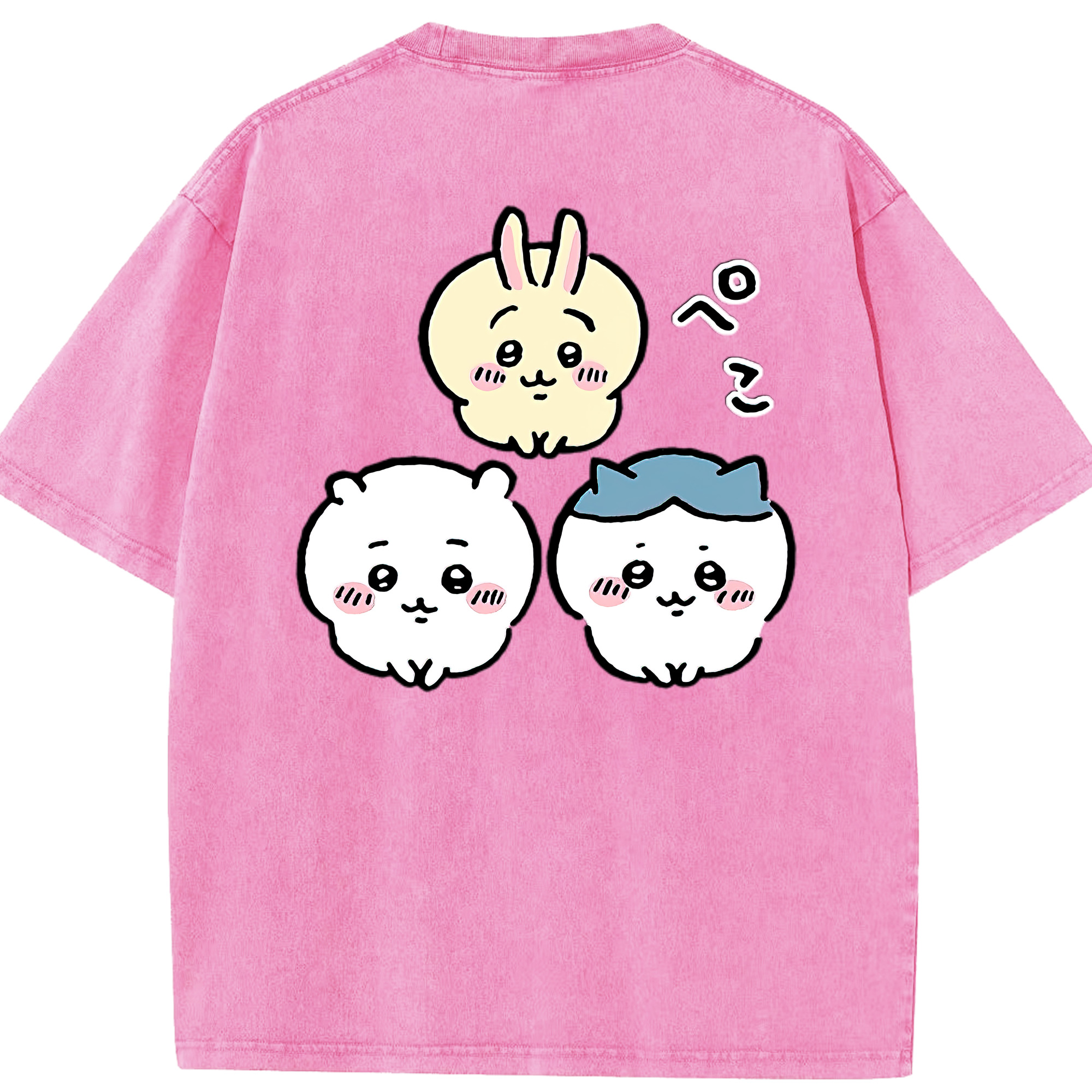 （画像用） ちいかわ うさぎ Chii-kawa usagi 綿100% ヴィンテージ風 半袖Tシャツ（背面プリント）